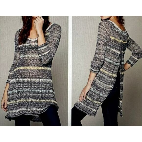 Free People Top Open Knit Split Back  Life's A Beach Womens‎ XS Casual Relaxed - Picture 1 of 7